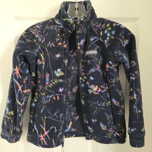 Columbia Kids' Sz. S Navy Floral Fleece Jacket - Wildflower, Neon Print